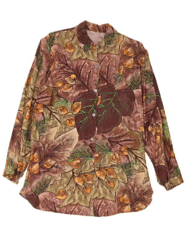 Vintage Womens Shirt UK 14 Medium Multicoloured Floral Viscose