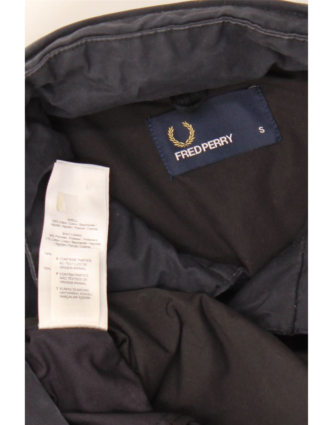 FRED PERRY Muška vjetrovka s kapuljačom UK 36 Mala tamnoplava pamuk