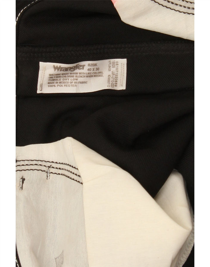 WRANGLER Mens Straight Casual Trousers W40 L30 Black Polyester Vintage Wrangler and Second-Hand Wrangler from Messina Hembry 