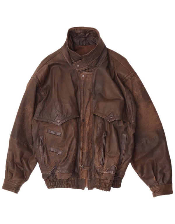 Vintage muška kožna jakna UK 42 XL smeđa