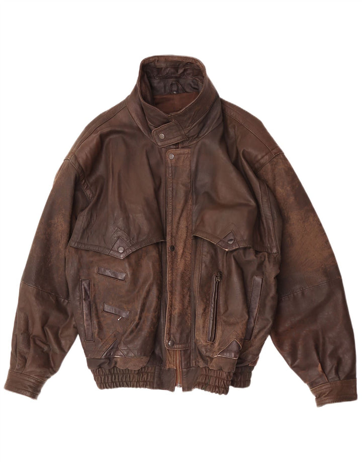 Vintage muška kožna jakna UK 42 XL smeđa
