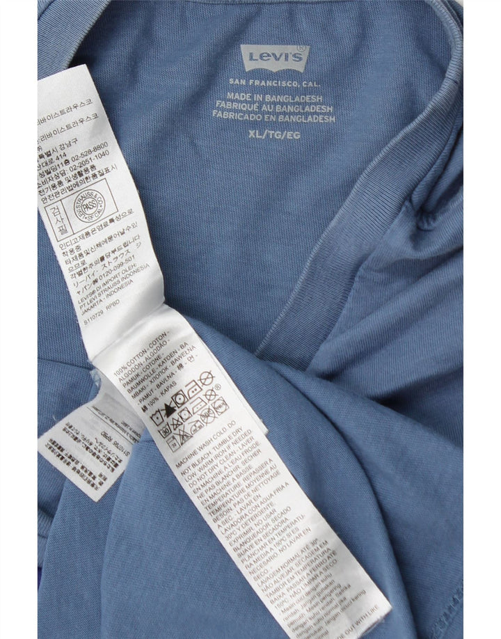 LEVI'S Mens Graphic T-Shirt Top XL Blue Cotton Vintage Levi's and Second-Hand Levi's from Messina Hembry 