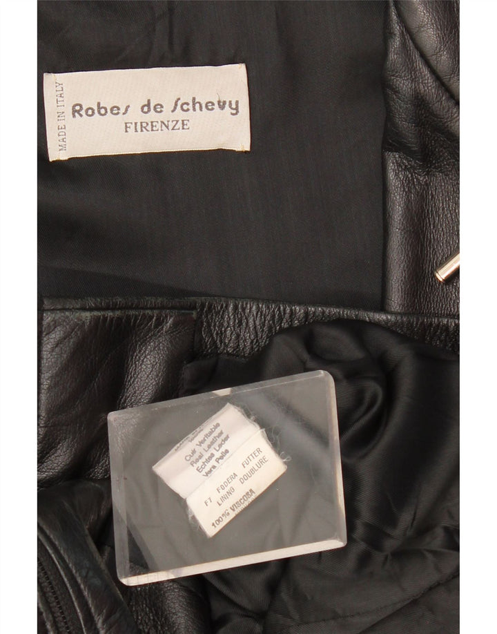 Vintage ženski kožni kaput UK 12 Srednja crna koža