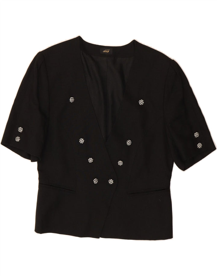 VINTAGE Womens Double Breasted Blazer Jacket EU 42 Large Black Vintage Vintage and Second-Hand Vintage from Messina Hembry 