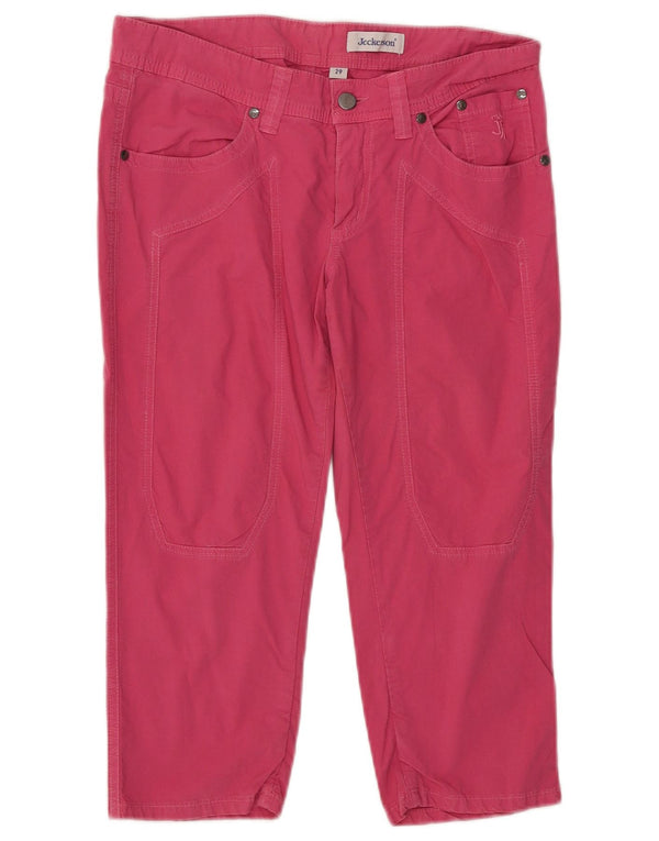 Jeckerson Womens Straight Capri Trousers W29 L19 Pink Cotton