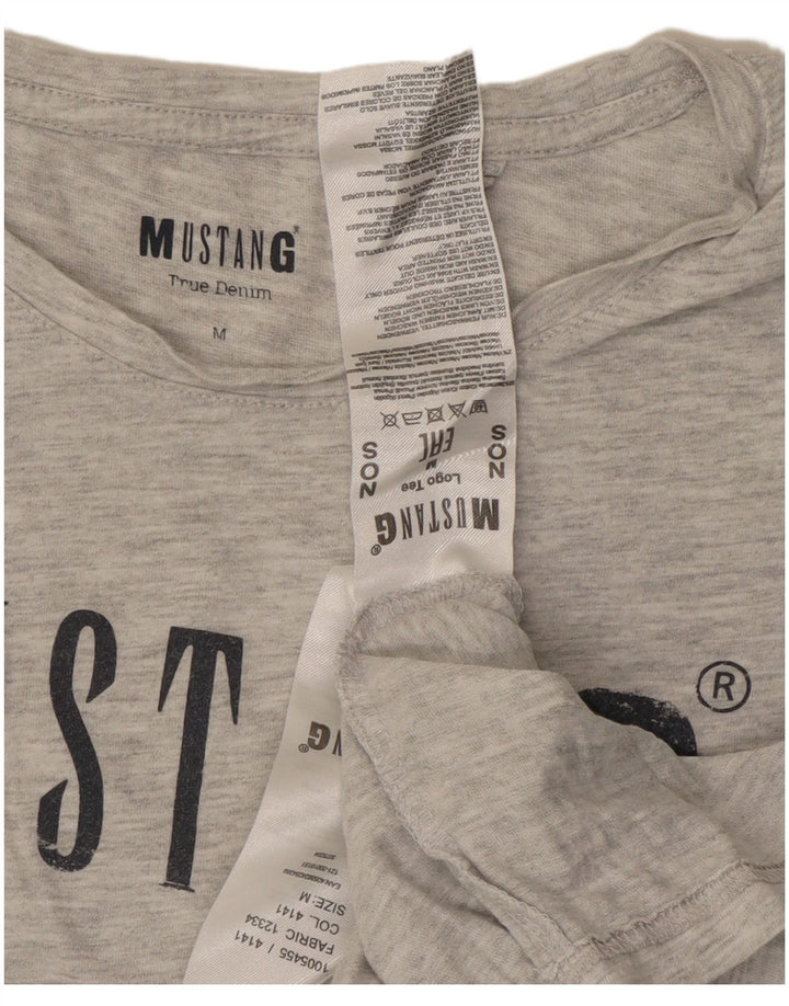 MUSTANG Ženska grafička majica kratkih rukava UK 14 Srednje sivi flekasti pamuk