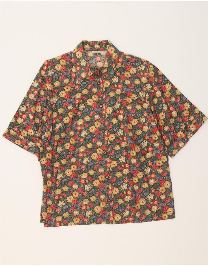 VINTAGE Womens Shirt EU 42 Large Multicoloured Floral Cotton Vintage Vintage and Second-Hand Vintage from Messina Hembry 
