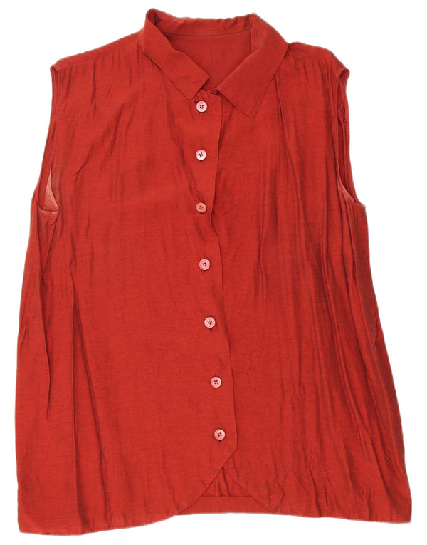 Vintage ženska grafička bluza bez rukava UK 18 XL Bordo