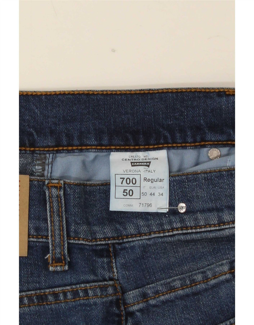 Carrera Mens 700 Straight Jeans W34 L30 Plavi pamuk