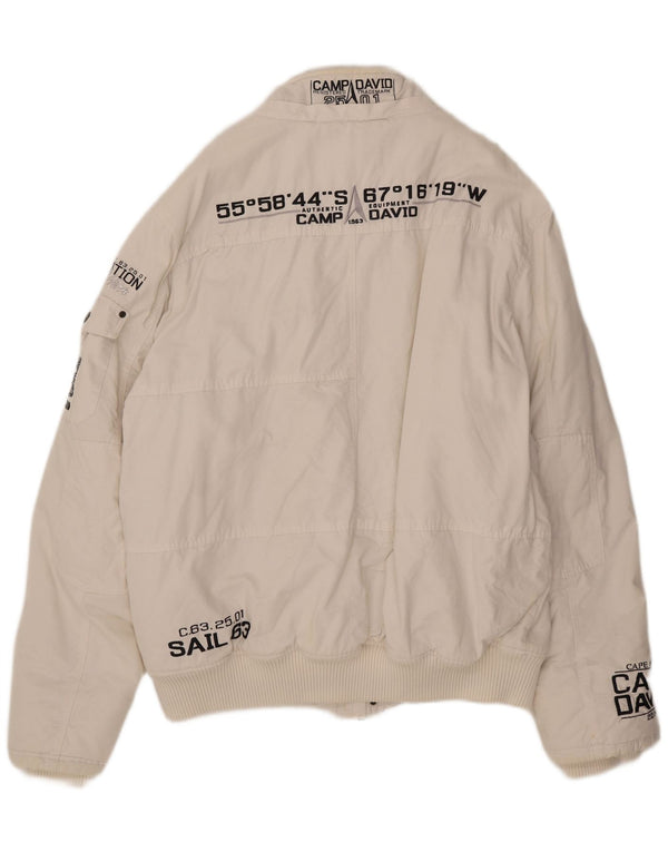Camp David muška bomber jakna s grafičkim motivima UK 46 3XL bijeli pamuk