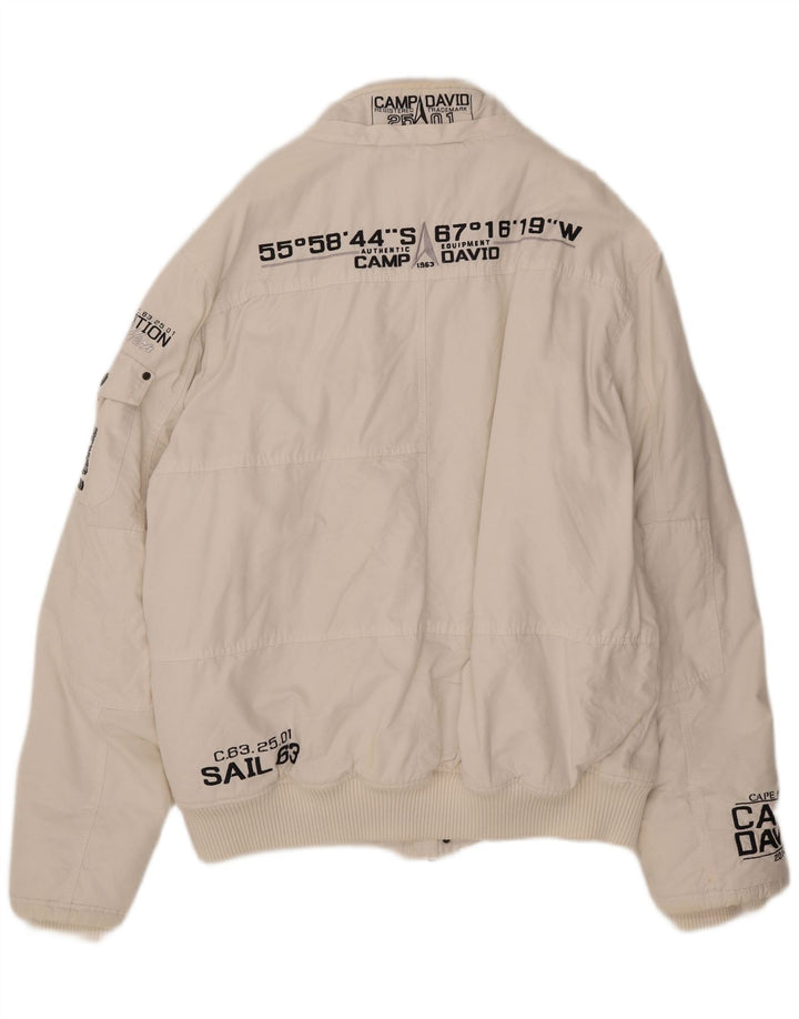 Camp David muška bomber jakna s grafičkim motivima UK 46 3XL bijeli pamuk