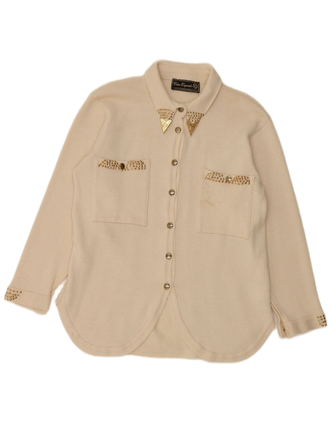 CIRO ESPOSITO Ženska pletena košulja bluza UK 14 Large Off White Wool