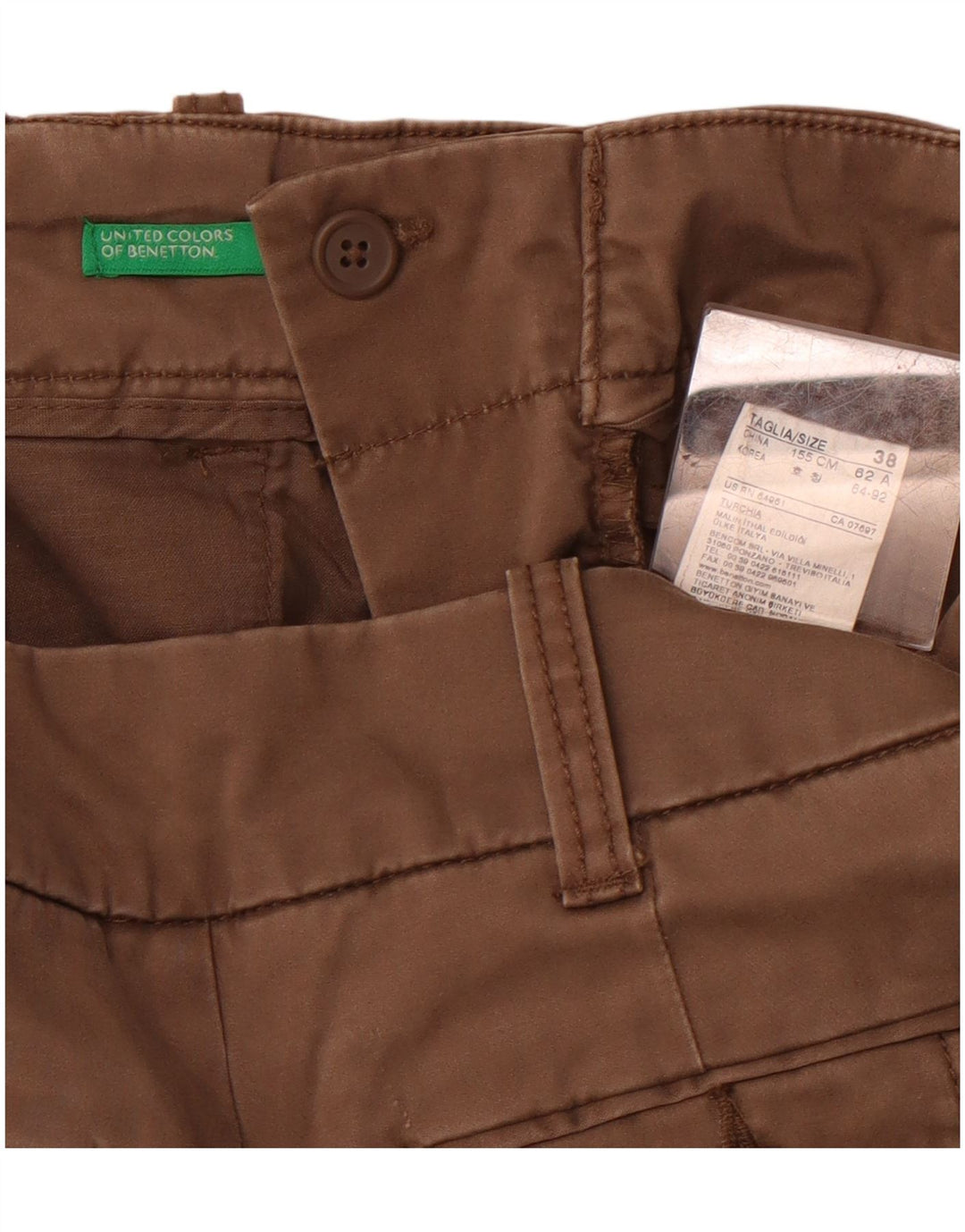 BENETTON Ženske chino hlače s bootcutom IT 38 XS W26 L30 Smeđi pamuk