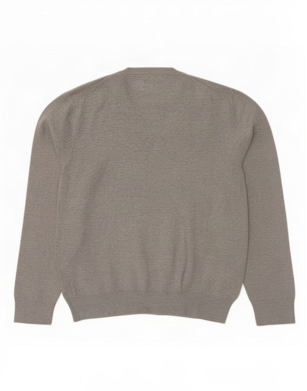 Marks & Spencer ženski džemper s V-izrezom UK 18 XL sivi flekasti pamuk