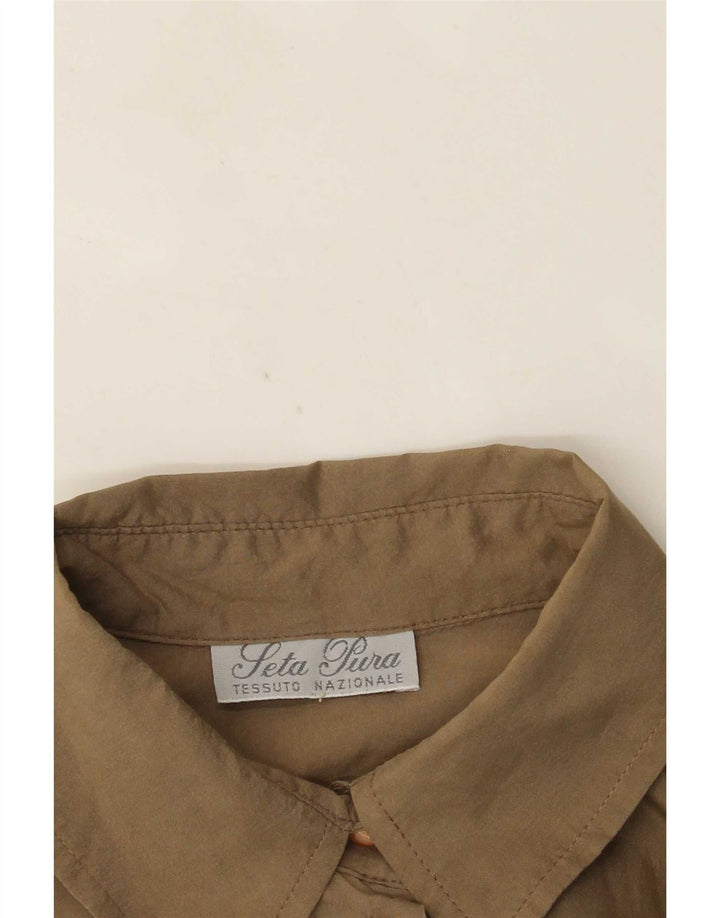 Vintage ženska košulja bluza UK 12 Srednje smeđa svila