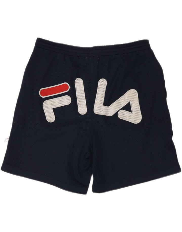 FILA Mens Graphic Sport Shorts Large Navy Blue Polyester