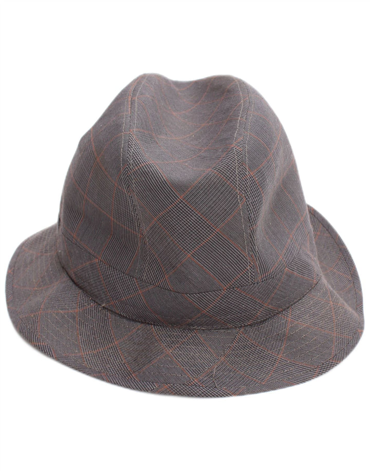 Vintage muški fedora šešir veliki sivi karirani klasični