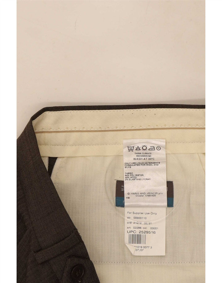 Marks & Spencer muške hlače s štipaljkama W32 L31 smeđi poliester