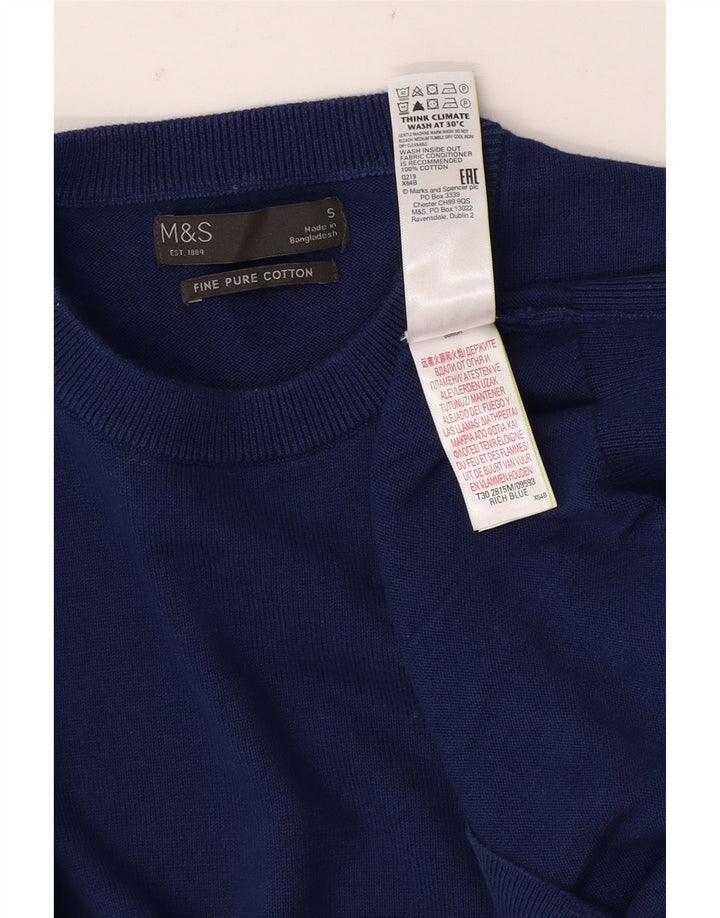 Marks & Spencer muški pulover s okruglim izrezom Mali plavi pamuk