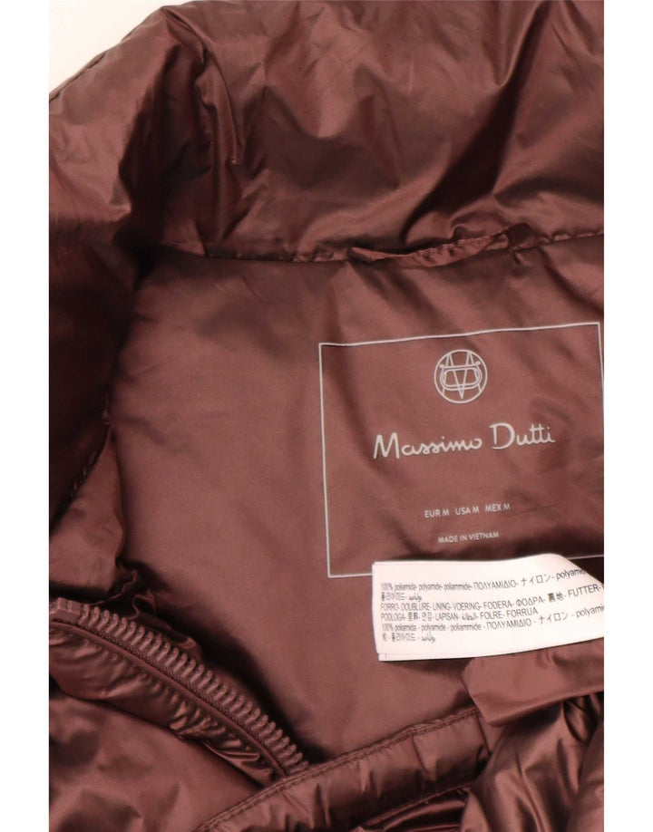 Ženska podstavljena jakna Massimo Dutti UK 14 srednje smeđi poliamid