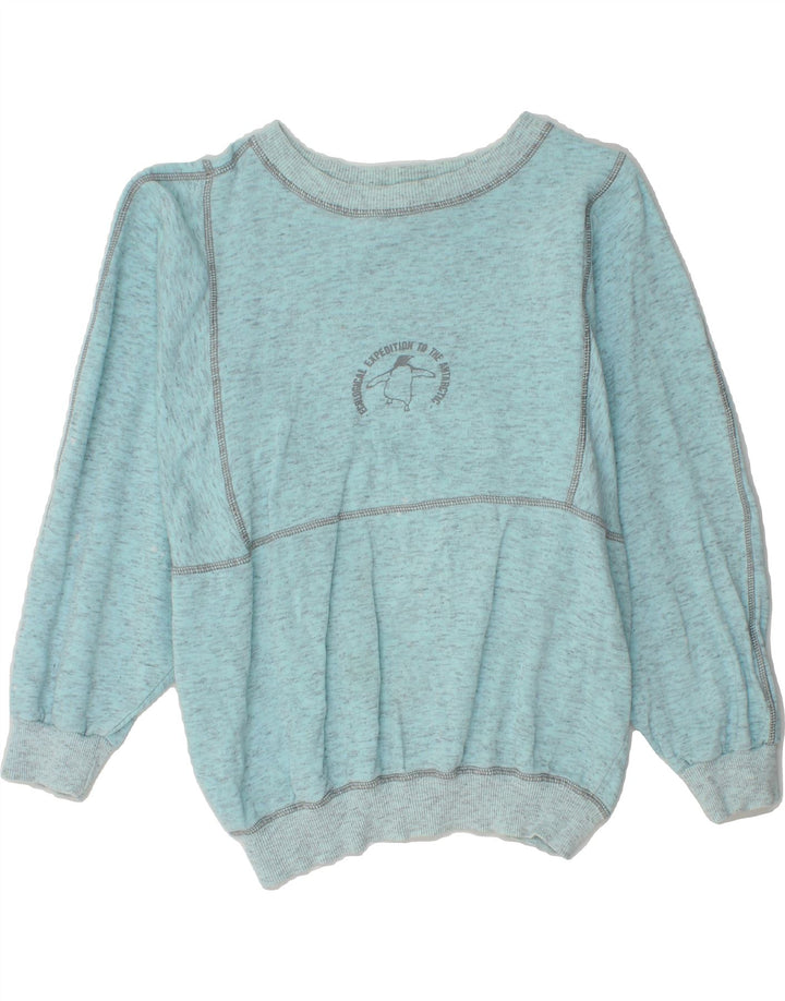 MAX SPORT Womens Graphic Sweatshirt Jumper UK 12 Medium Blue Flecked Vintage Max Sport and Second-Hand Max Sport from Messina Hembry 