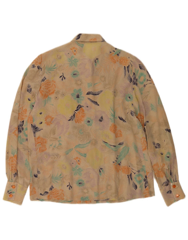 Vintage ženska košulja bluza UK 16 velika žuta cvjetna