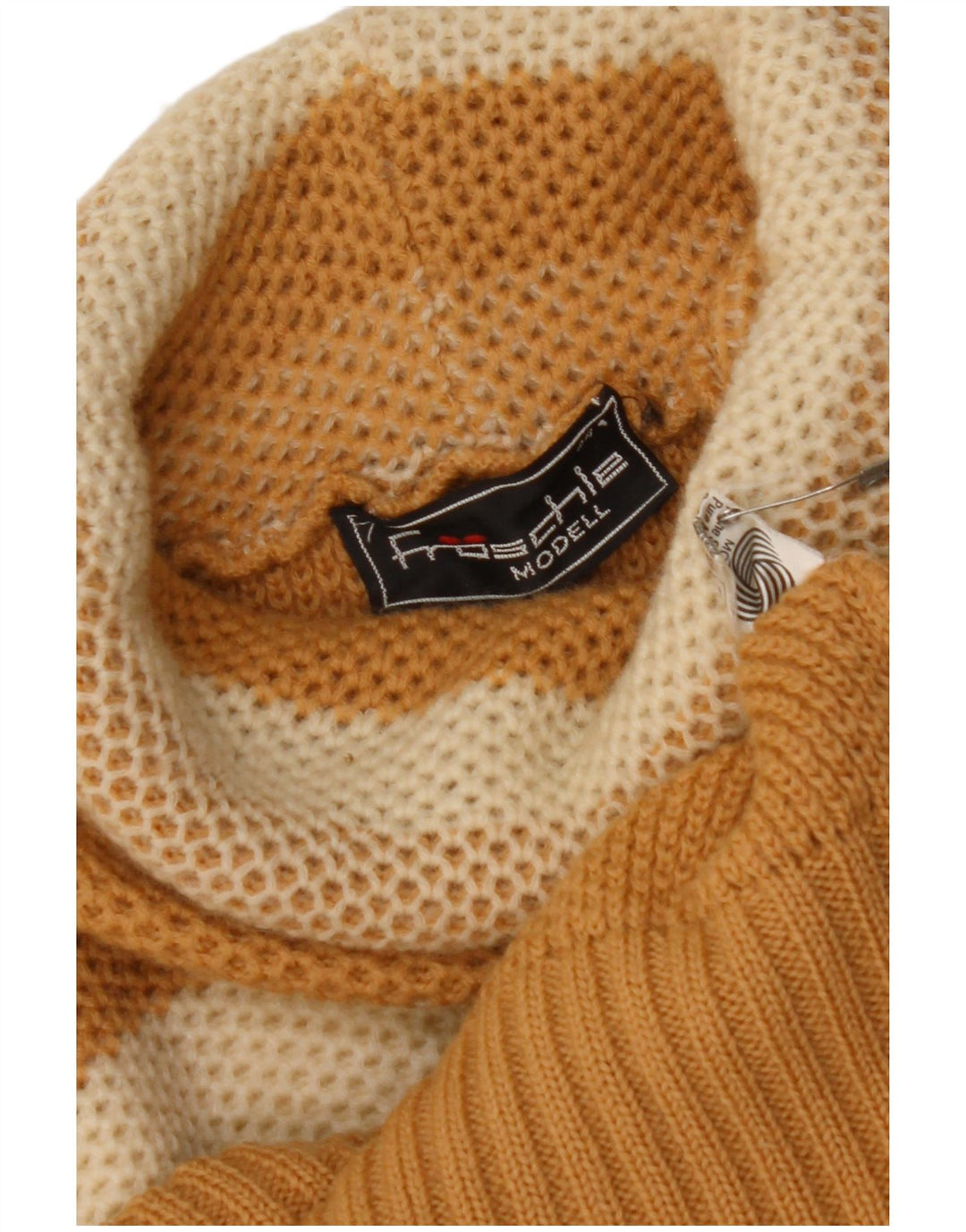 VINTAGE ženski pulover s rol izrezom IT 44 Srednje bež na pruge