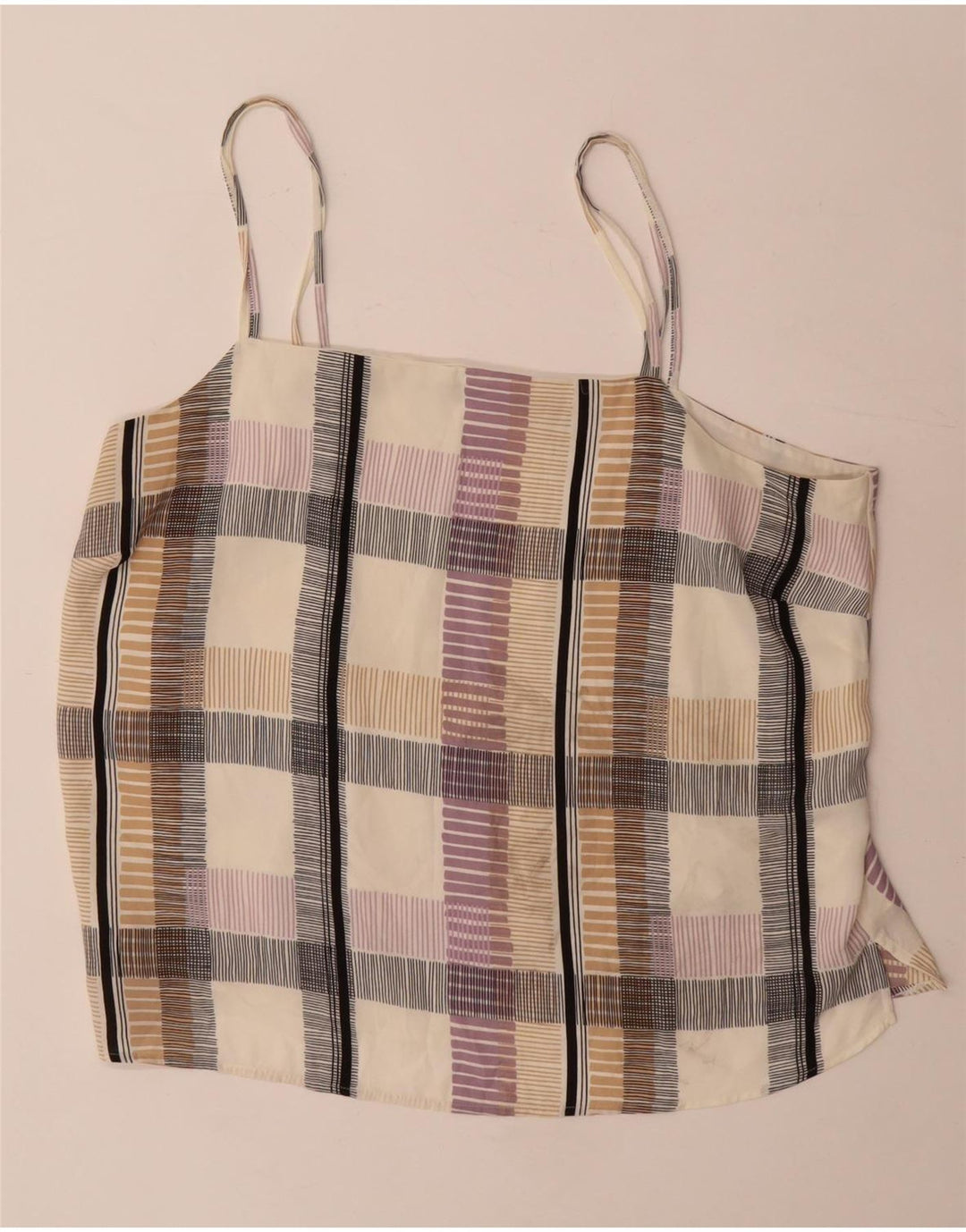 Marks & Spencer ženski kratki Cami Top UK 22 3XL bež karirani poliester