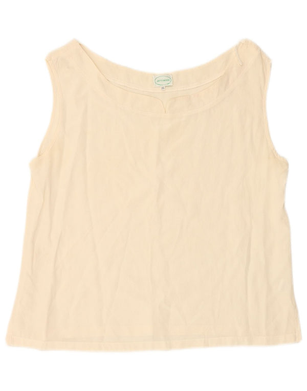 VINTAGE kratki ženski gornji dio bluze bez rukava UK 20 2XL od bijele svile