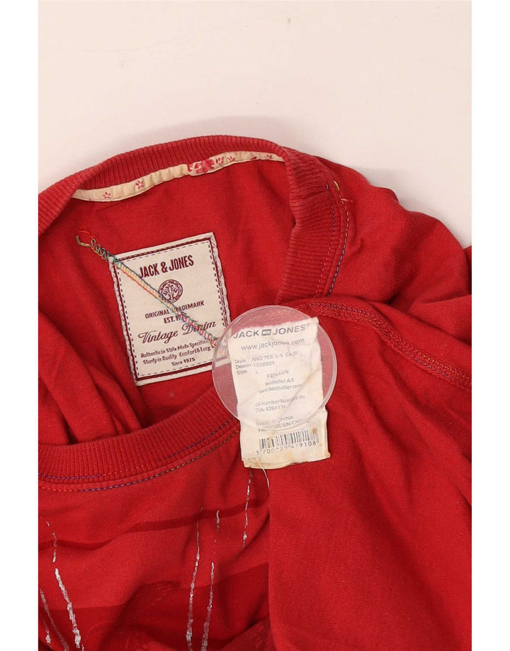 Jack & Jones muška majica s dugim rukavima, veliki crveni pamuk