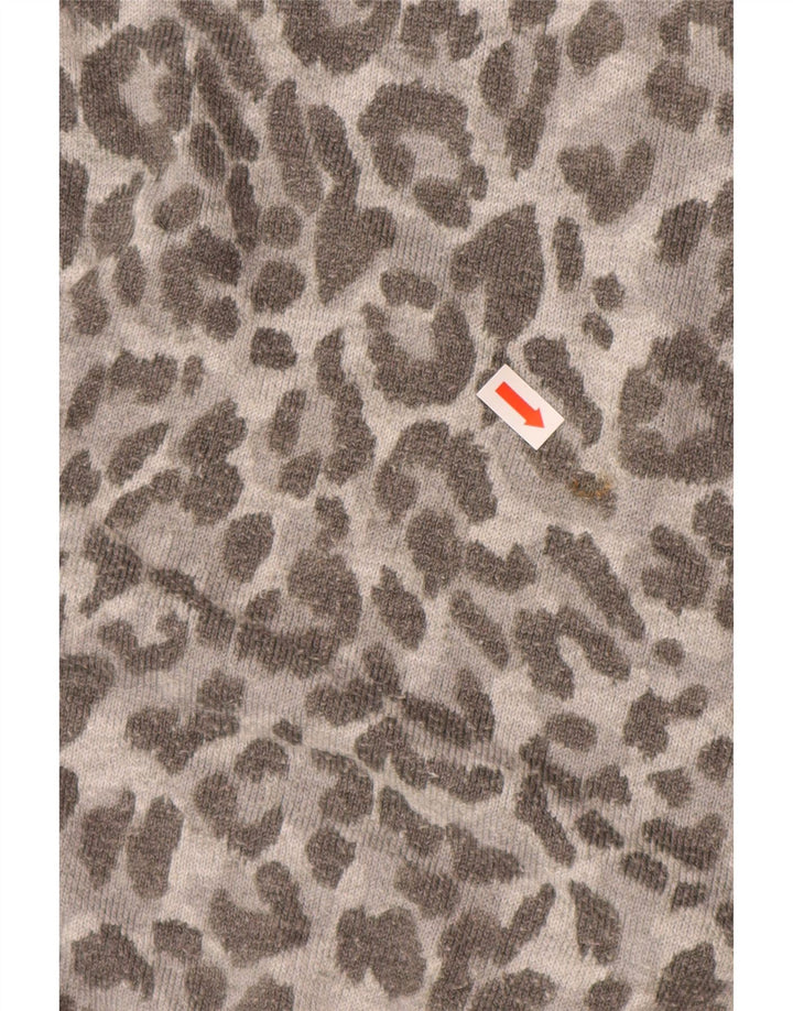 OASIS ženski džemper s rol izrezom UK 14 srednje sivi životinjski print