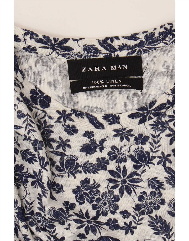 Zara muška majica kratkih rukava Srednje bijelo platno s cvjetnim motivima