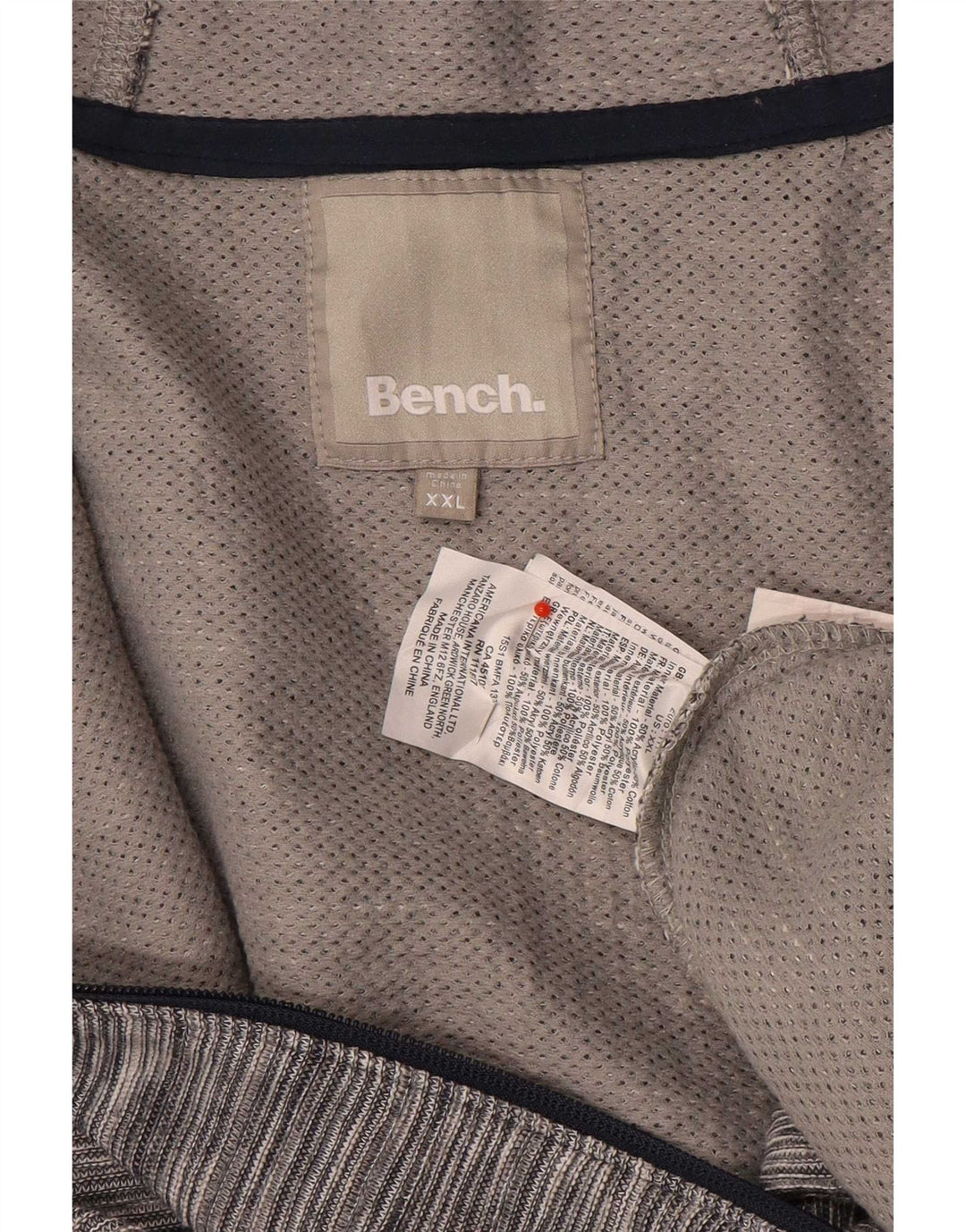 Bench muški pulover s kapuljačom na patentni zatvarač 2XL sivi flekasti akril