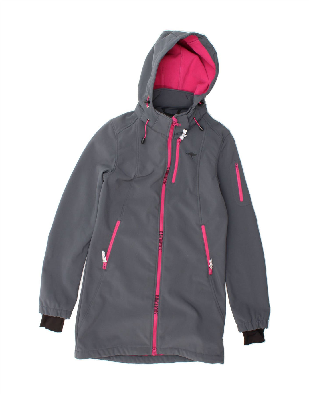 KANGAROOS Womens Hooded Windbreaker Coat UK 6 XS  Grey Polyester Vintage Kangaroos and Second-Hand Kangaroos from Messina Hembry 