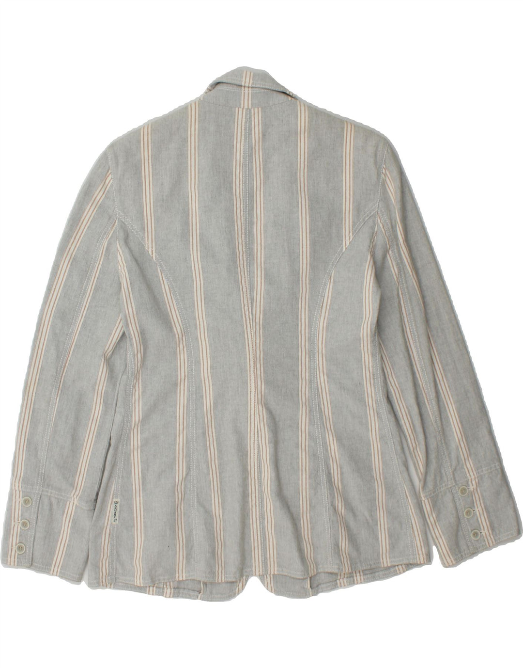 ARMANI JEANS Womens 1 Button Blazer Jacket UK 14 Large Grey Striped Cotton Vintage Armani Jeans and Second-Hand Armani Jeans from Messina Hembry 