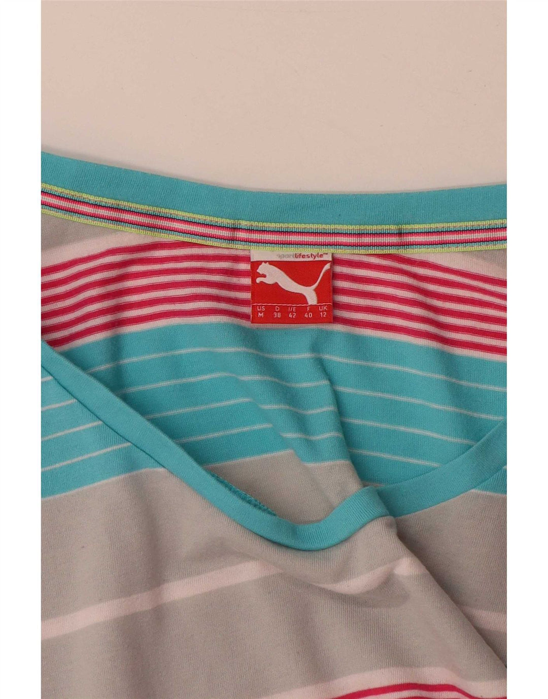 Puma ženska majica kratkih rukava UK 12 srednje raznobojne pruge