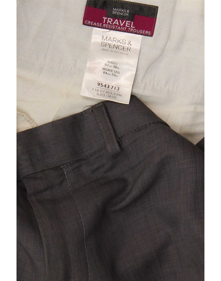 Marks & Spencer muške ravne chino hlače W38 L33 sivi poliester