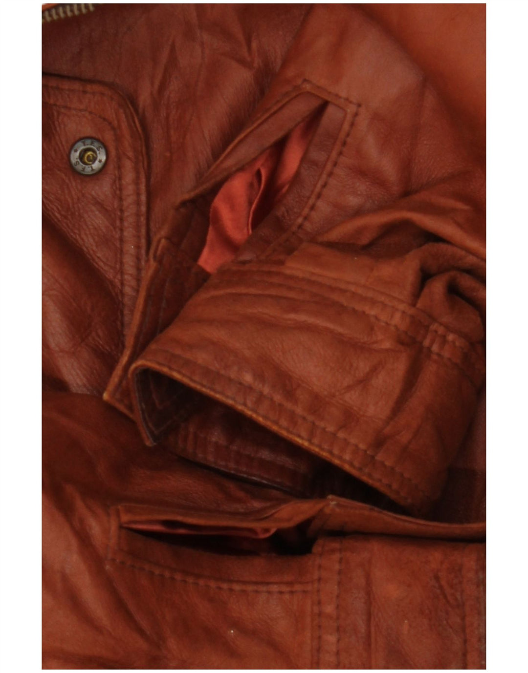 VINTAGE Mens Leather Jacket UK 36 Small Orange Leather