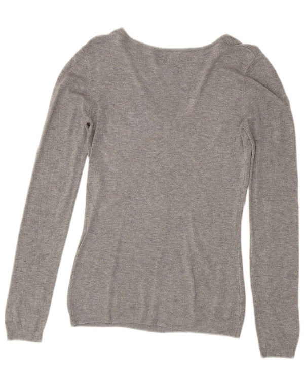 Guess ženski džemper s grafičkim V-izrezom UK 6 XS siva viskoza