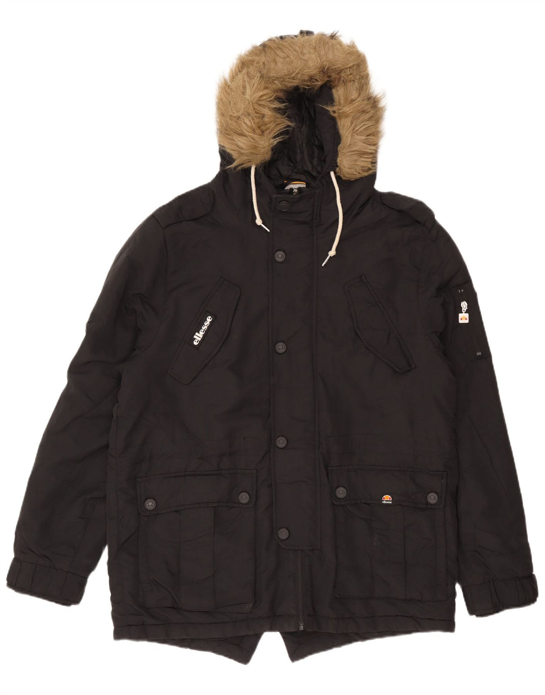 Ellesse muška parka jakna s kapuljačom UK 38 srednji crni poliester