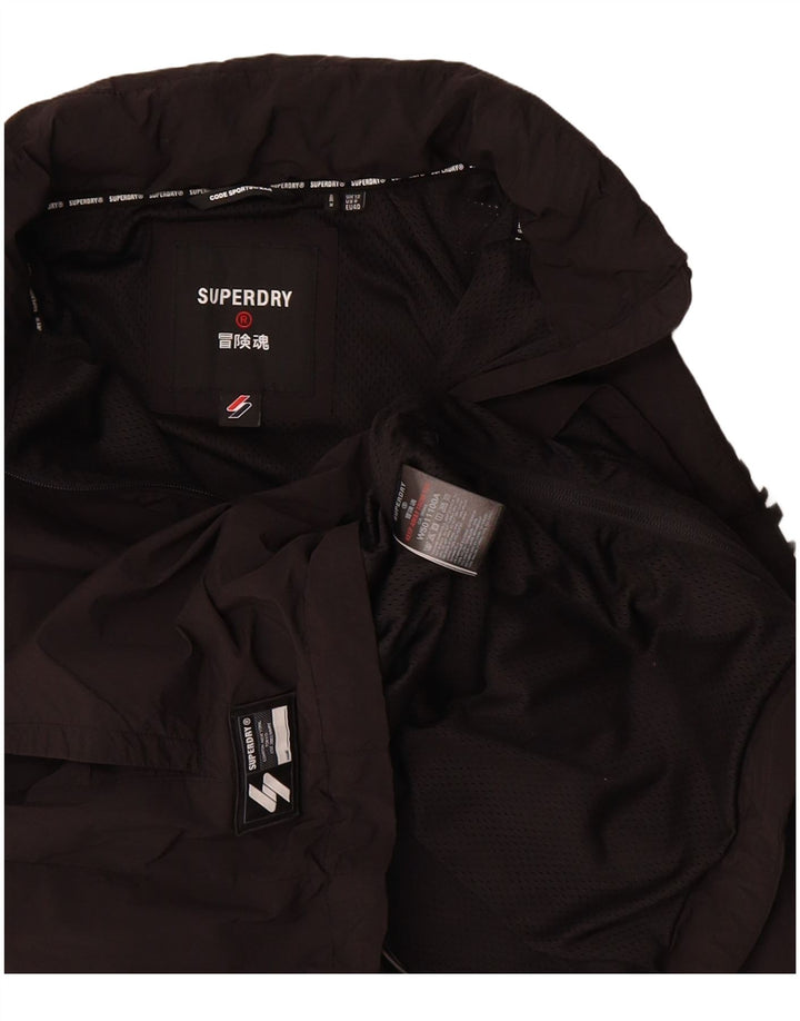 SUPERDRY Womens Graphic Anorak Jacket UK 12 Medium Black Polyester
