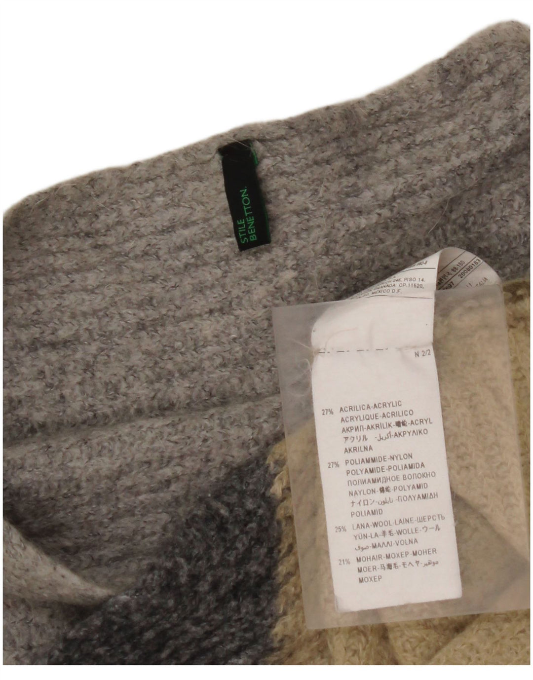 BENETTON ženski džemper s lađastim izrezom UK 14 srednje raznobojan