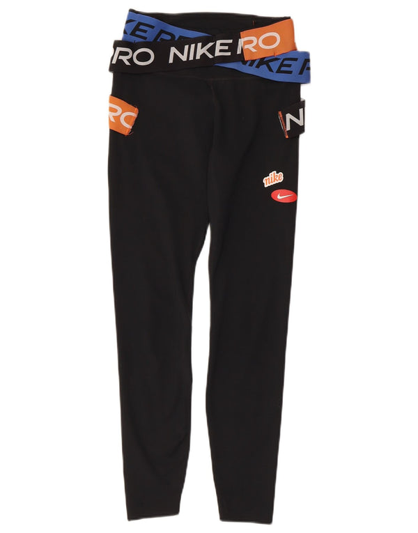 NIKE ženske Dri Fit grafičke tajice UK 4 XS crni poliester