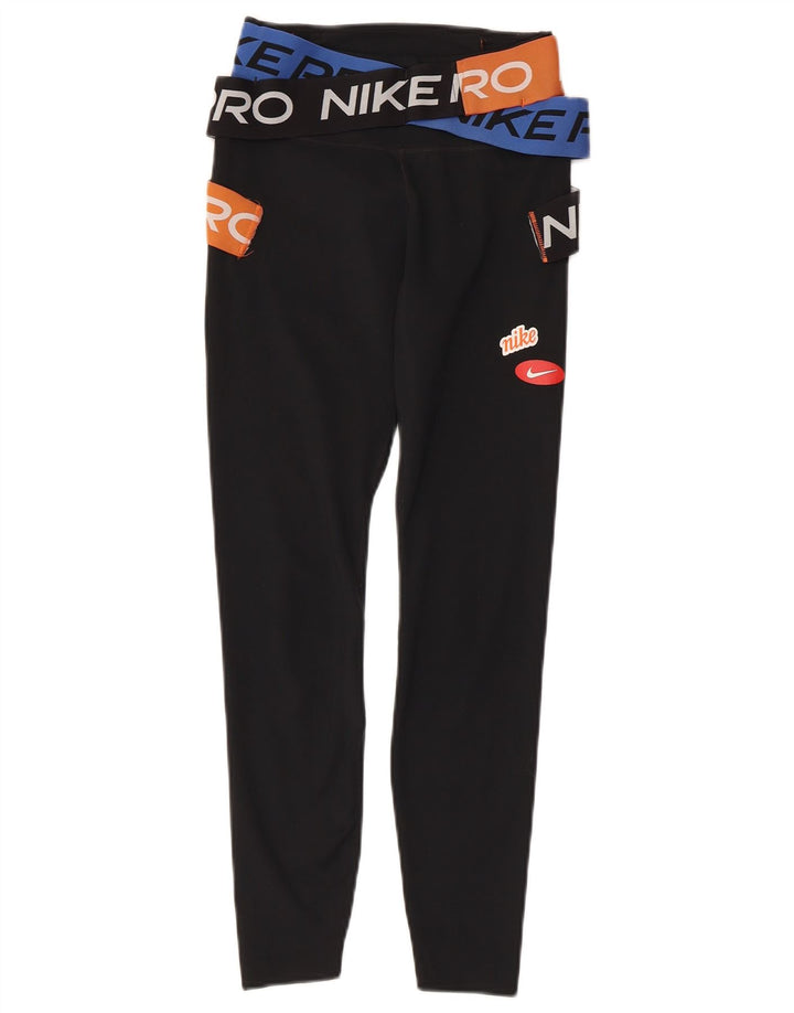 NIKE ženske Dri Fit grafičke tajice UK 4 XS crni poliester