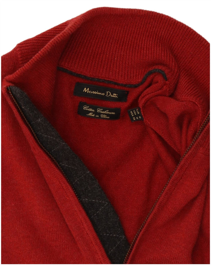 Massimo Dutti muški džemper s izrezom i srednjim crvenim pamukom