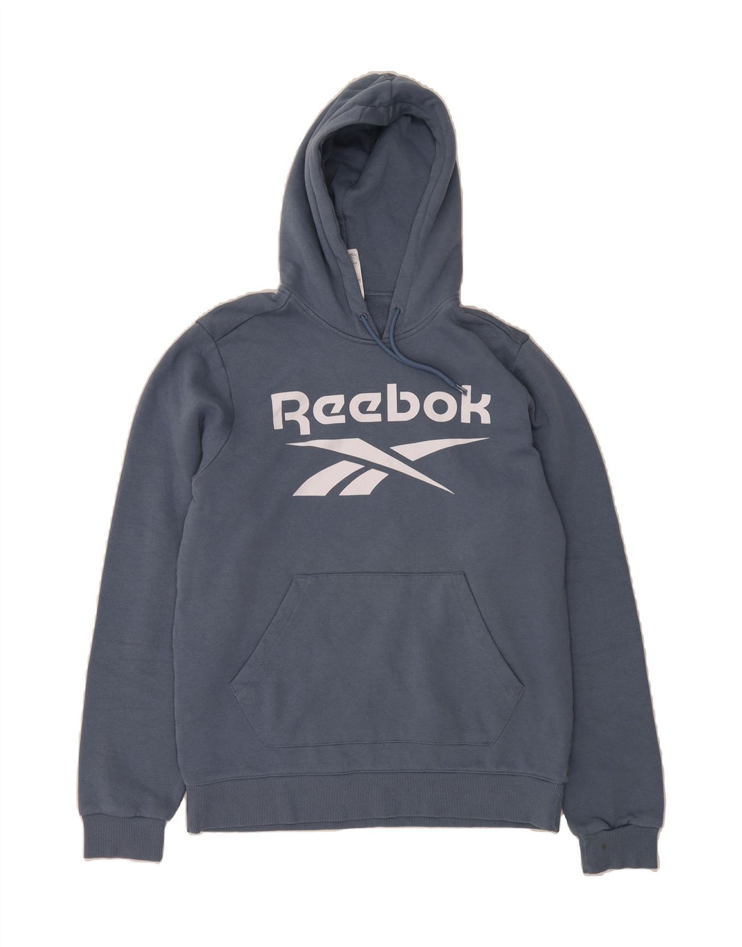 REEBOK Mens Graphic Hoodie Jumper Medium Blue Cotton Vintage Reebok and Second-Hand Reebok from Messina Hembry 