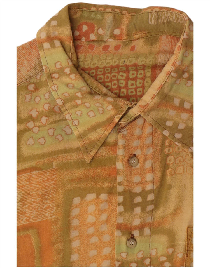 Vintage muška košulja kratkih rukava XL žuta geometrijska