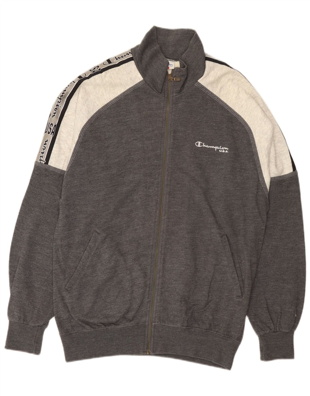 Gornja jakna muške trenirke Champion, srednje siva, pamuk u blokovima boja