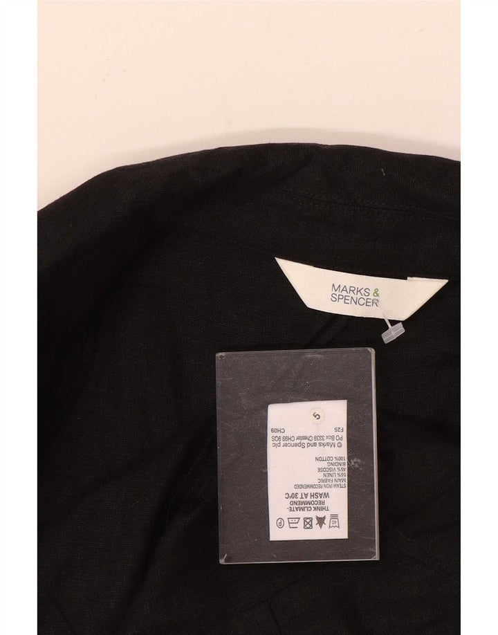 Marks & Spencer ženski sako sa 3/4 rukavima UK 8 Mala crna lanena