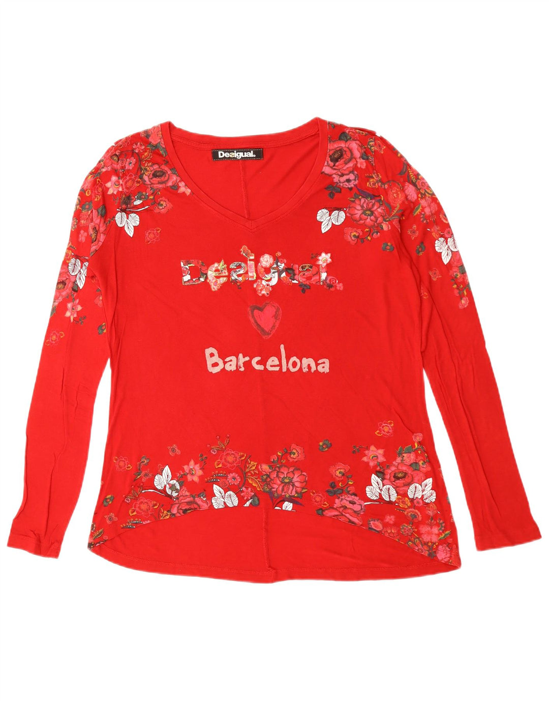 DESIGUAL Ženska majica dugih rukava Barcelona Graphic UK 16 Veliko crveno srce